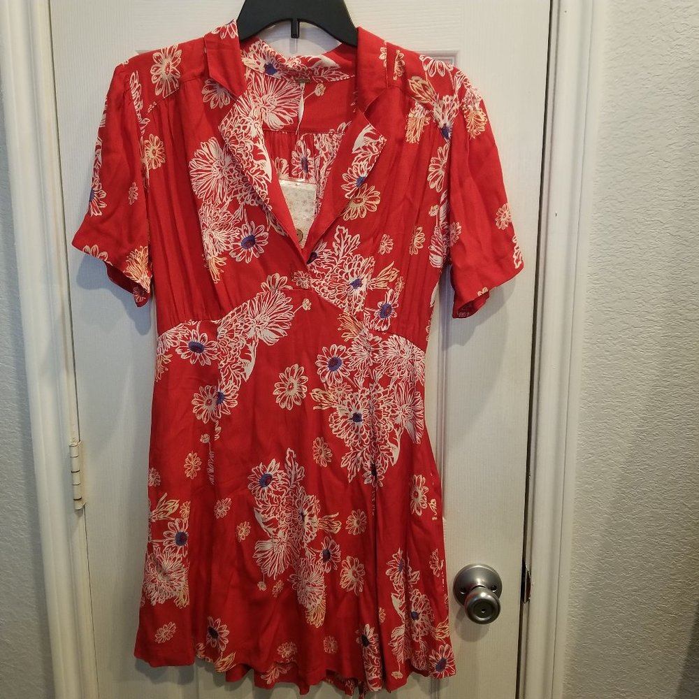 Free People, red combo size small dress NWT